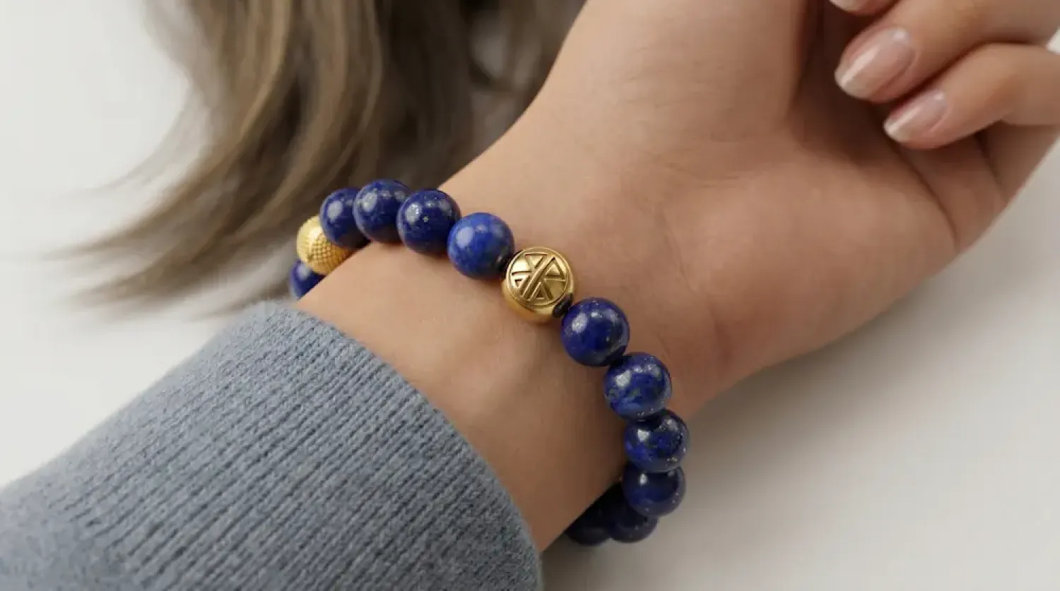 Preview: Armband Wilko Sterling Silber 18K Vergoldet mit Lapislazuli Steine